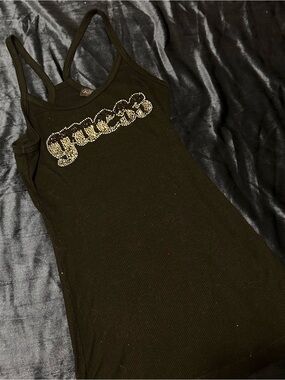 Guess Black Tank with Rhinestone Logo